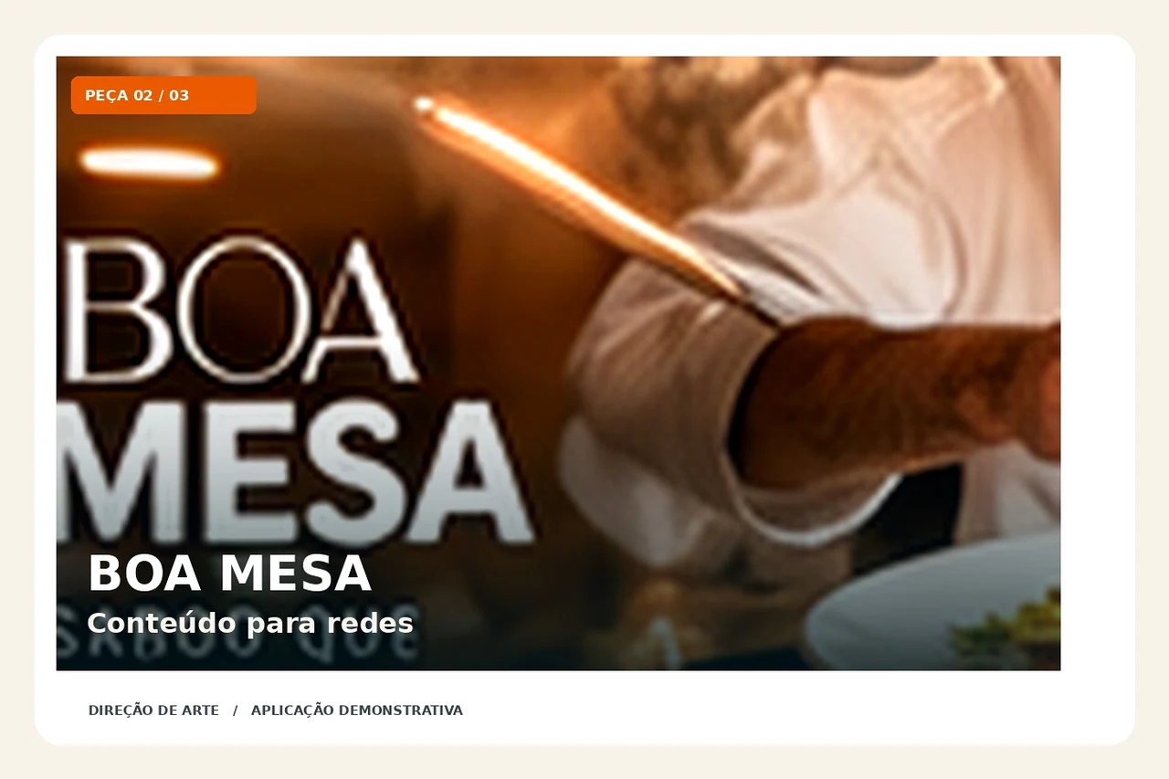 BOA MESA — aplicação visual 2: Conteúdo de marca